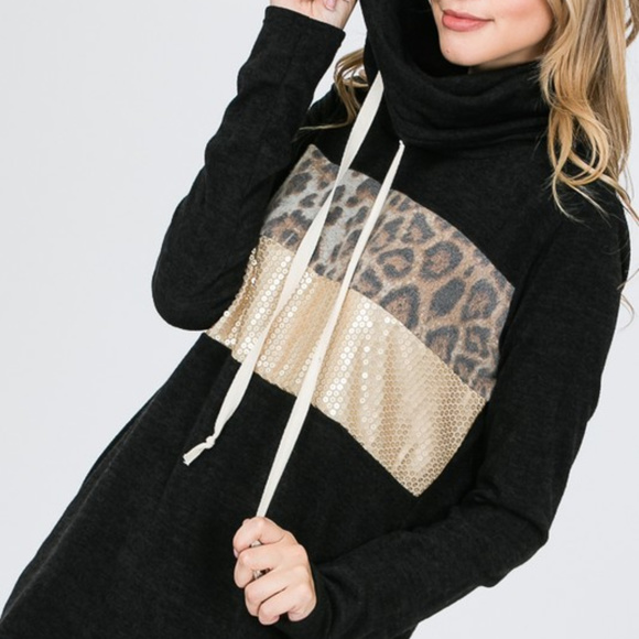 Hoodie with Leopard Print/Sequins - Picture 4 of 8
